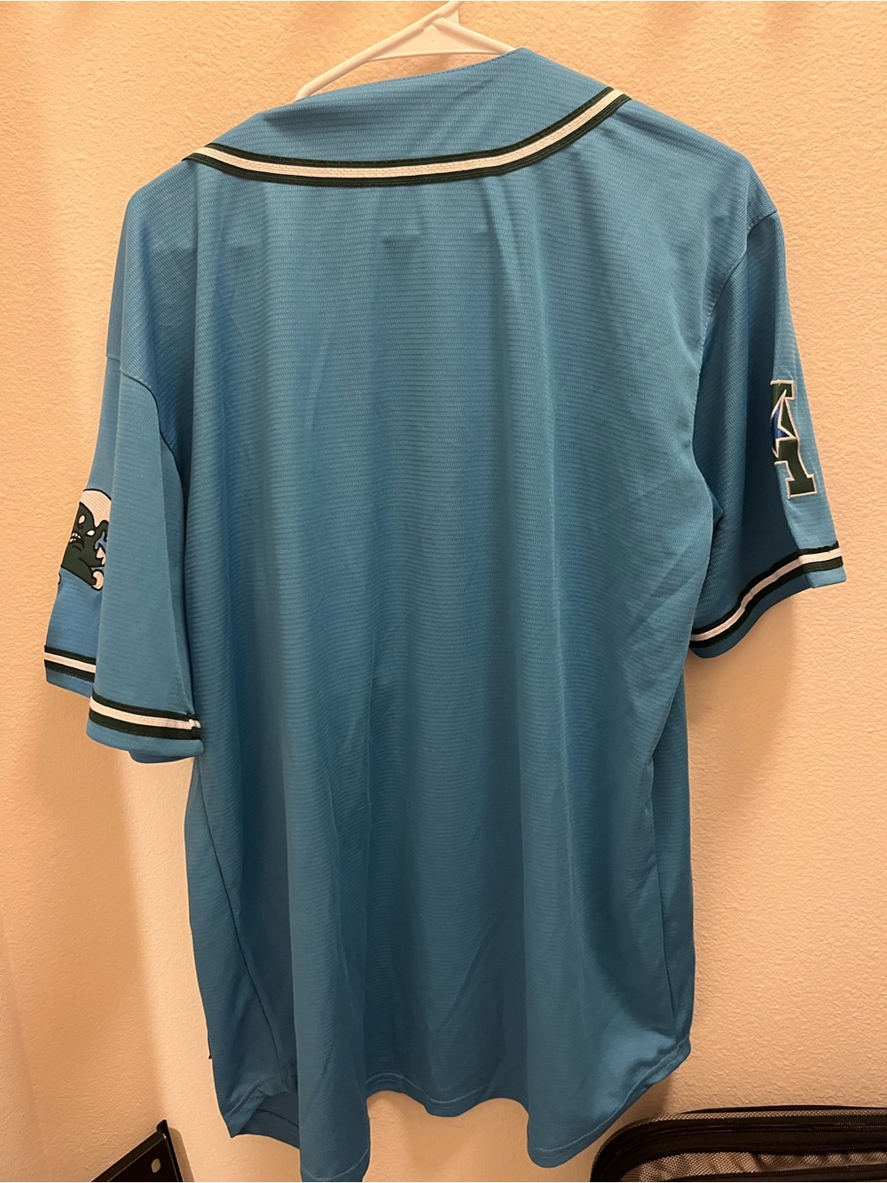 Blue Tulane Script Baseball Jersey with White & Yellow Accents - Picture 2 of 2